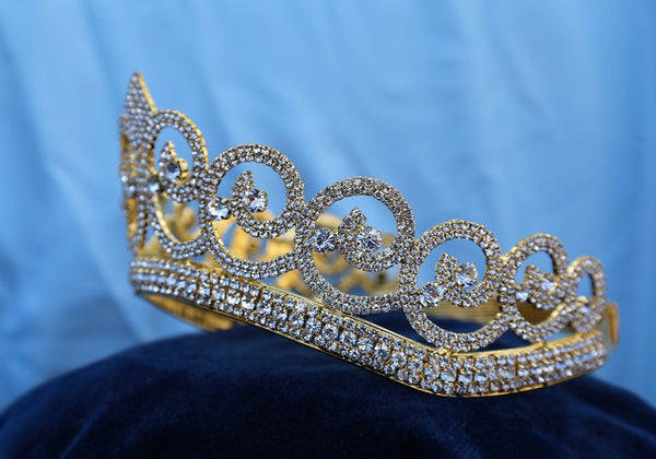 Adjustable Gold Rhinestone Crown Tiara Apparel & Accessories