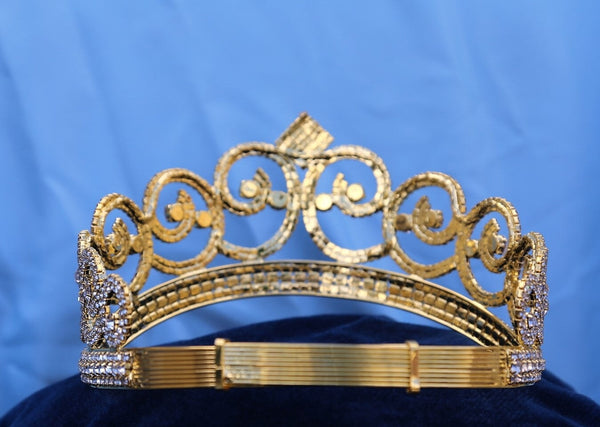 Adjustable Gold Rhinestone Crown Tiara Apparel & Accessories