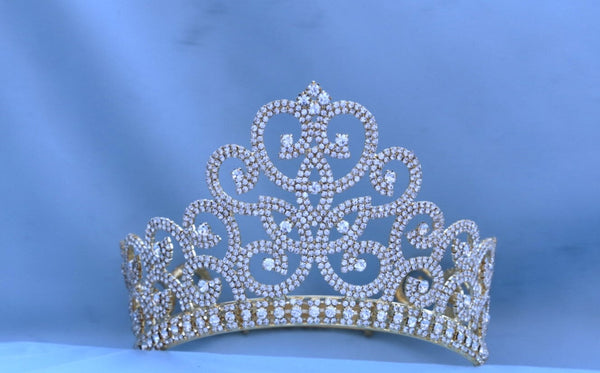 Adjustable Rhinestone Gold Crown Tiara Apparel & Accessories