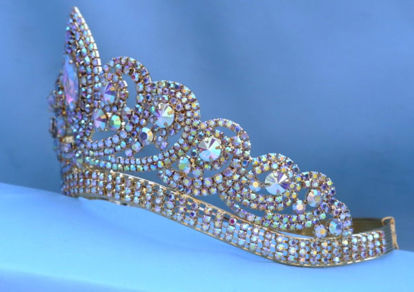 Aurora Borealis Gold Adjustable Crown Tiara Apparel & Accessories