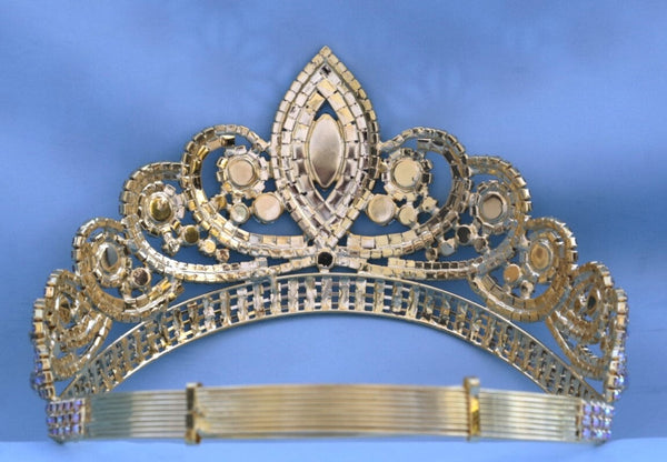 Aurora Borealis Gold Adjustable Crown Tiara Apparel & Accessories