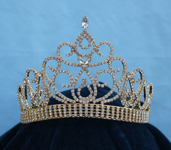 Beauty Pageant Gold Contoured Crown Tiara MEDIUM Queen/Princess