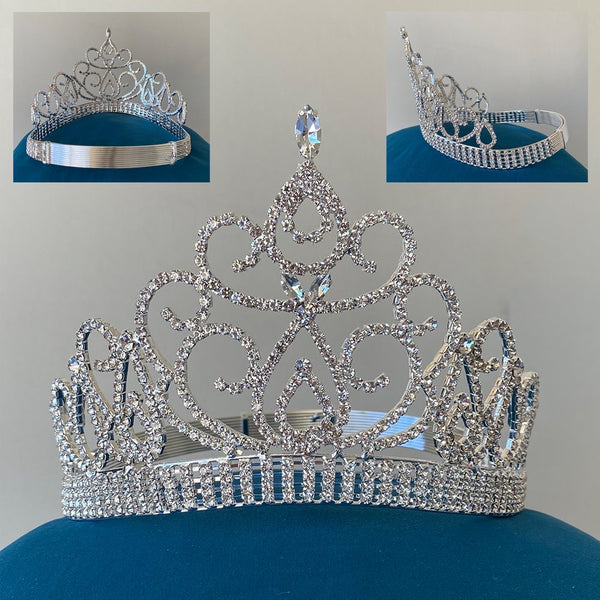 Beauty Pageant Silver Contoured Crown Tiara MEDIUM Queen/Princess