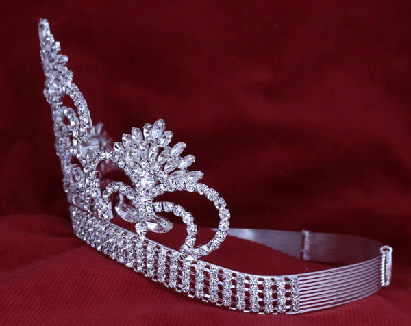 Cheslie Contoured Adjustable Silver Crown Rhinestone Crown