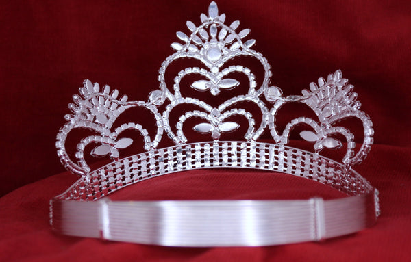 Cheslie Contoured Adjustable Silver Crown Rhinestone Crown