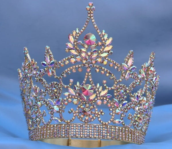 Continental Adjustable Aurora Borealis Gold Rhinestone Crown Tiara LARGE Queen,OVERSTOCK CLEARANCE,MEDIUM Queen/Princess