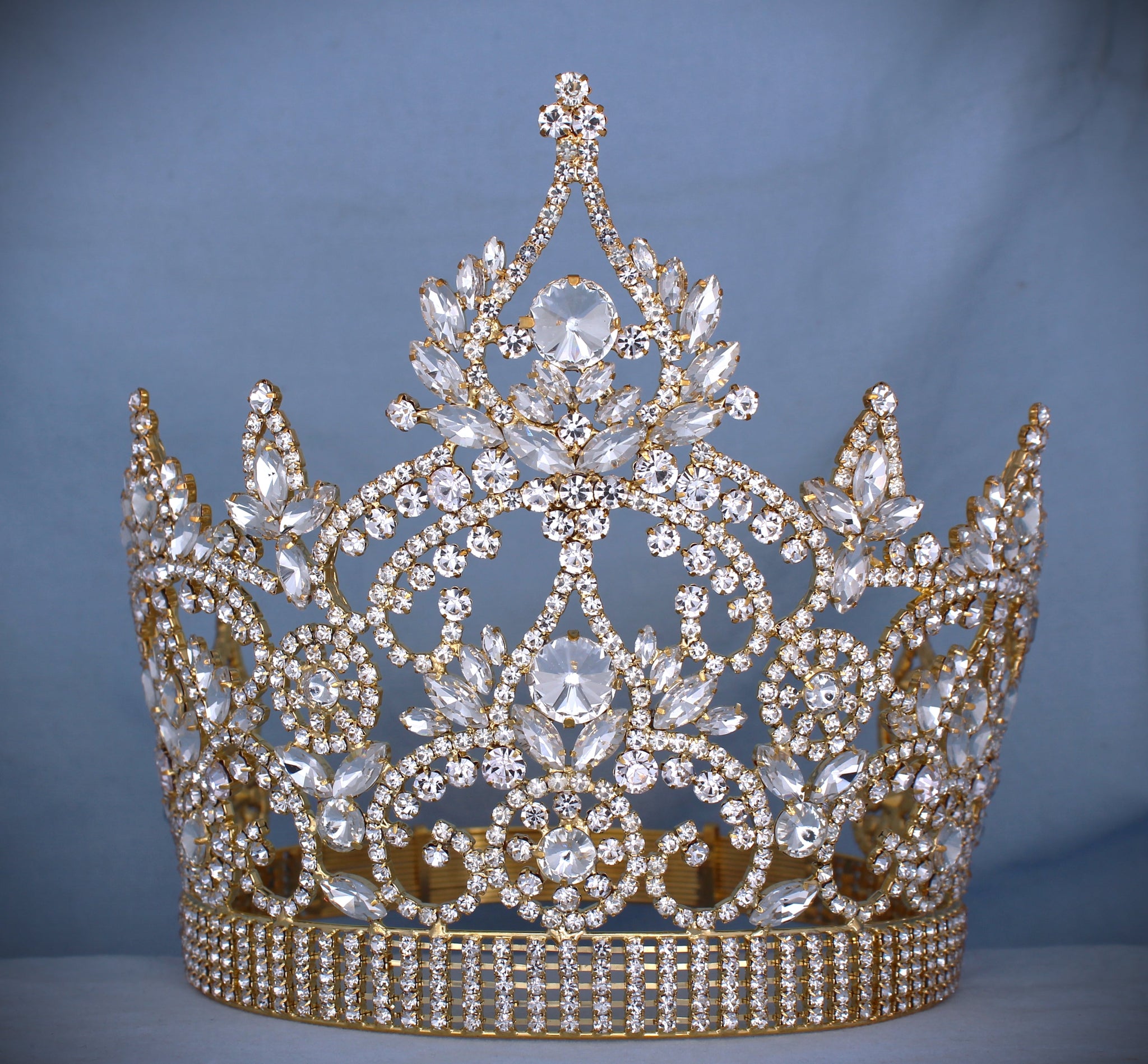 Continental Adjustable Rhinestone Gold Crown Tiara