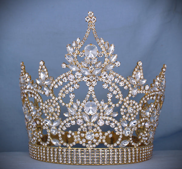 Continental Adjustable Rhinestone Gold Crown Tiara