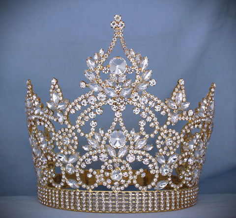Continental Adjustable Rhinestone Gold Crown Tiara