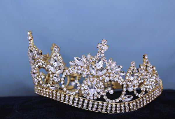 Continental Premium Gold All Clear Adjustable Contoured Crown Tiara MEDIUM Queen/Princess,OVERSTOCK CLEARANCE