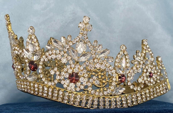 Continental Premium Gold Amethyst Contoured Crown Tiara MEDIUM Queen/Princess,OVERSTOCK CLEARANCE