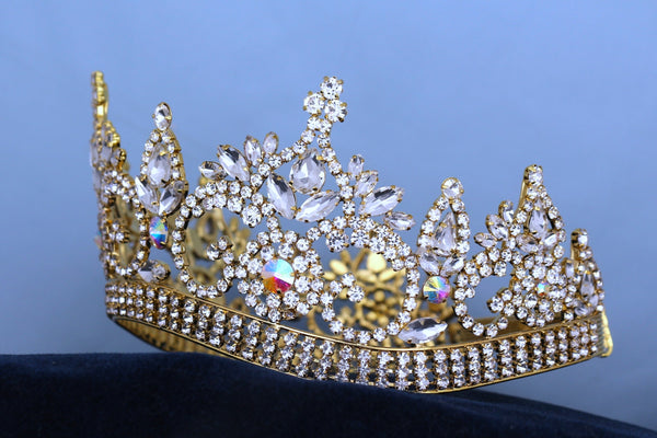 Continental Premium Gold Aurora Borealis Contoured Crown Tiara
