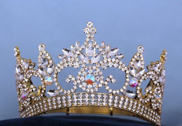 Continental Premium Gold Aurora Borealis Contoured Crown Tiara