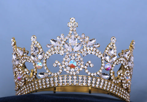 Continental Premium Gold Aurora Borealis Contoured Crown Tiara