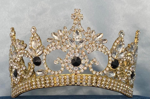 Continental Premium Gold Black Contoured Crown Tiara