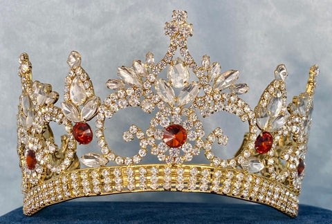 Continental Premium Gold Dark Amber Contoured Crown Tiara