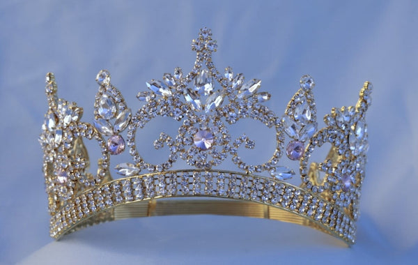 Continental Premium Gold Light Pink Contoured Crown Tiara MEDIUM Queen/Princess,OVERSTOCK CLEARANCE