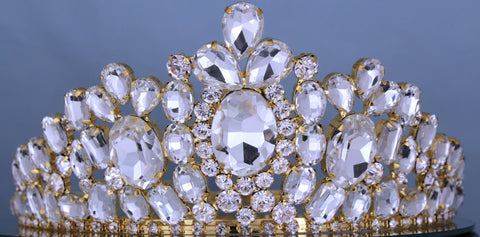 Empress of Iran Royal Gold Clear Rhinestone Tiara