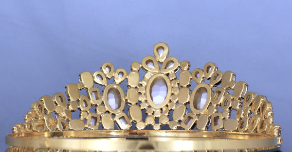 Empress of Iran Royal Gold Clear Rhinestone Tiara MEDIUM Queen/Princess