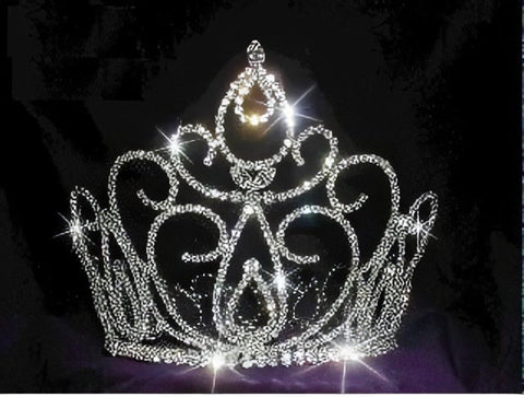 Estephany Full Rhinestone Crown Silver