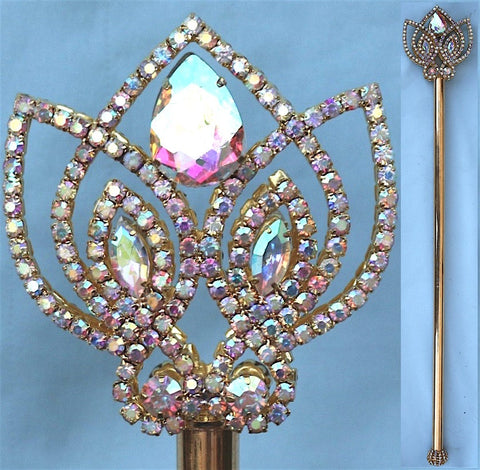 Gold Rhinestone Aurora Borealis Scepter