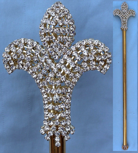 Imperial Dynasty Rhinestone Gold Fleur D'Lis Scepter