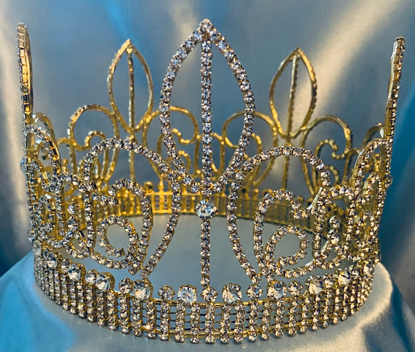 Imperial Rhinestone Full Men's Fleur D'lis Gold Crown