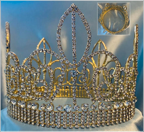 Imperial Rhinestone Full Men's Fleur D'lis Gold Crown