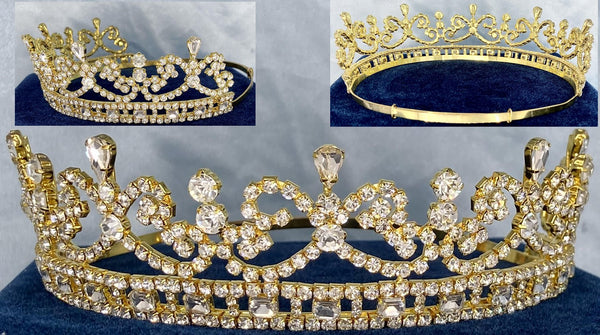 IMPERIAL Rhinestone Gold Bridal Tiara SMALL (Princess, Bridal)