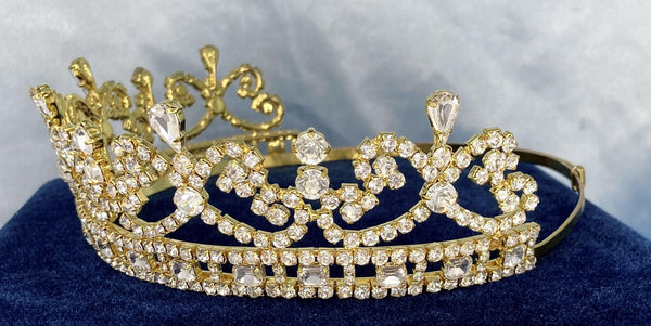 IMPERIAL Rhinestone Gold Bridal Tiara SMALL (Princess, Bridal)