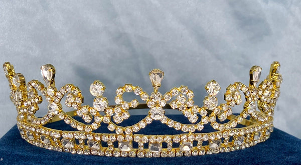 IMPERIAL Rhinestone Gold Bridal Tiara SMALL (Princess, Bridal)