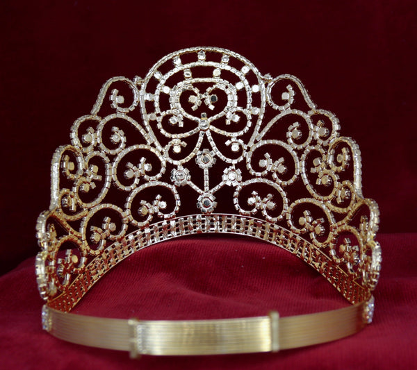 Products Adjustable Contoured Beauty Queen Rhinestone Gold Crown