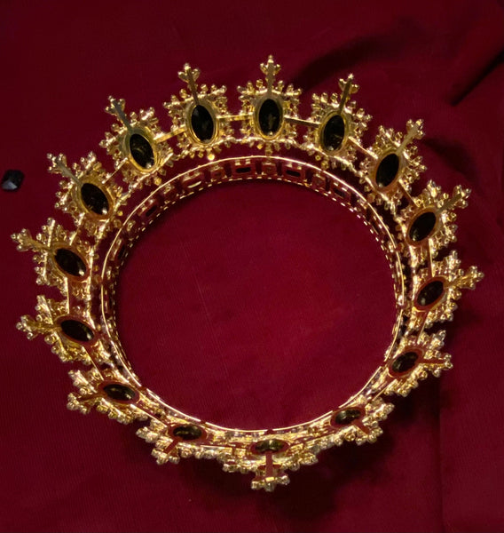 Men's Unisex Rhinestone Gold Full Black Royal Premium Crown MASCULINE/King/Crown,LARGE Queen