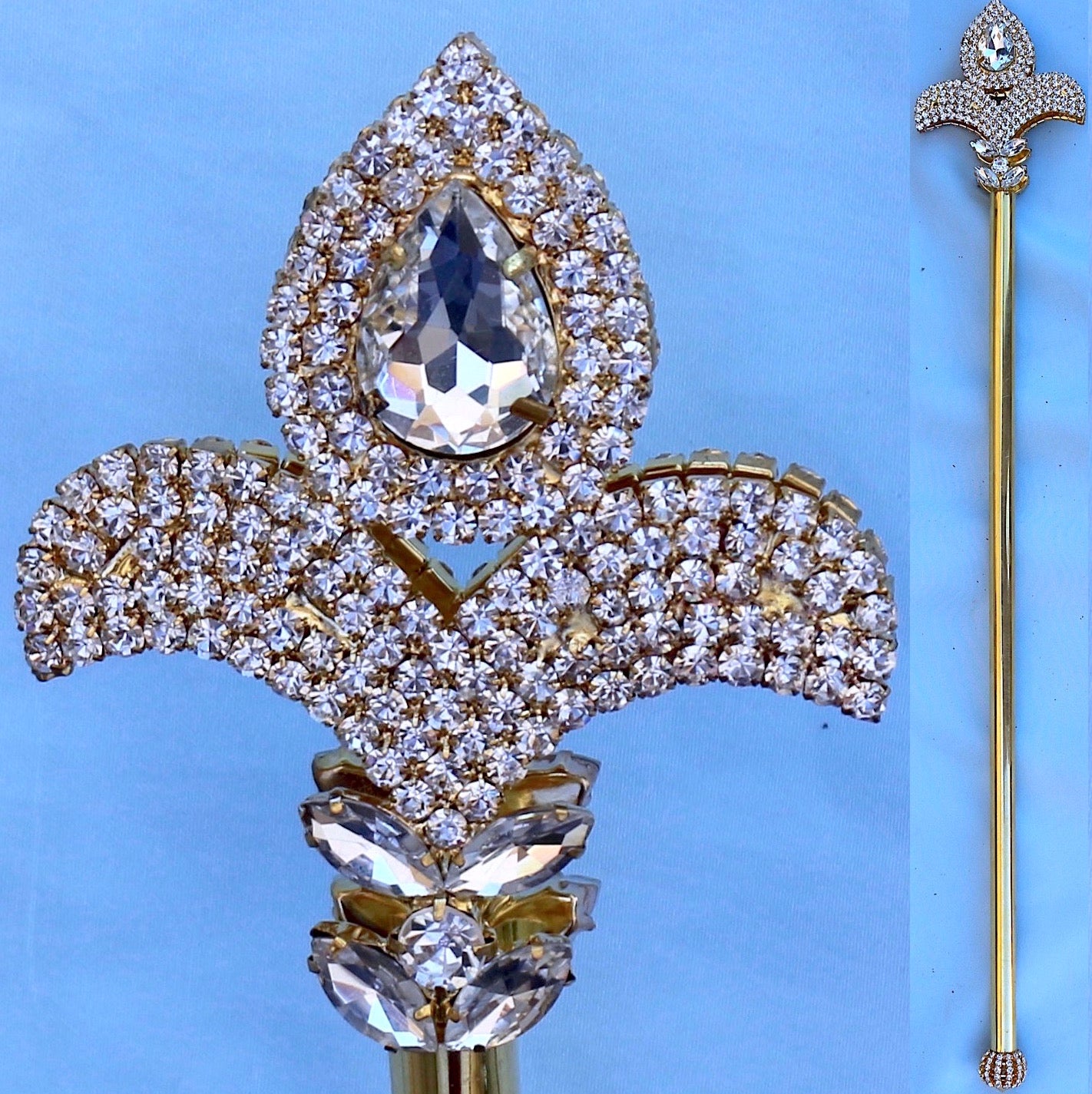 Millenium Rhinestone Gold D'Lis Royal Scepter