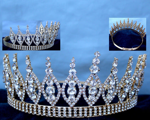 Queen of The Seven Seas Rhinestone beauty Pageant Gold Crown