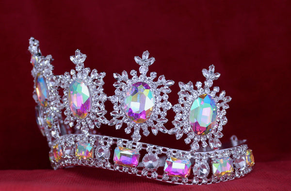 Rhinestone Adjustable Contoured Royal Premium Silver Crown