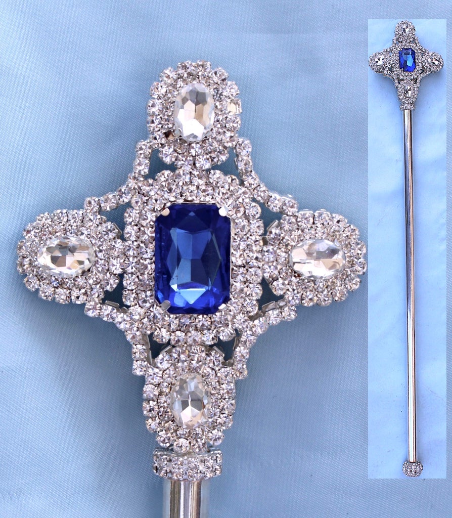 Royal Blue Silver Rhinestone Scepter