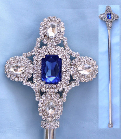 Royal Blue Silver Rhinestone Scepter