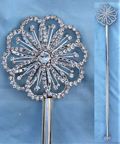 Royal Round Rhinestone Silver Scepter